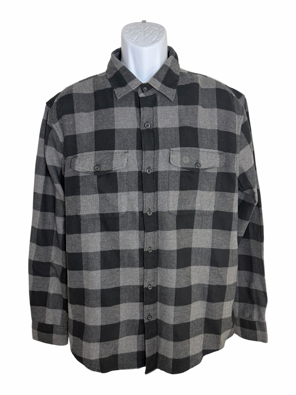 NWT American Eagle Super Soft Flannel Black Gray Buffalo Plaid Shirt Mens L